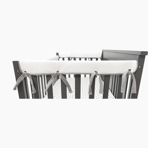 American Baby Company Reversible Crib Rail Cover for Side Rails (Chenille) (2 Pack) - Reversible White/Grey