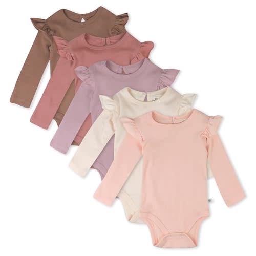 HonestBaby Long Sleeve Bodysuits Multipack Organic Cotton for Infant Baby Girls