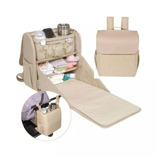 Diaper Bag/Changing Station with Removable Stroller Cady - Oat