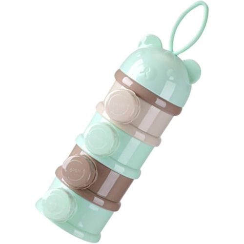 4 Layers Baby Milk Powder Formula Dispenser, Infant Milk Powder Box Stackable Food Snacks Storage Box Formula Container for Travel (Light Green)