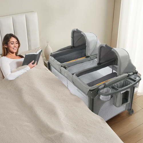 JOYMOR Twin Bassinet for Baby with Storage, Convertible to Crib Playpen, Unisex Infant Side Sleeper