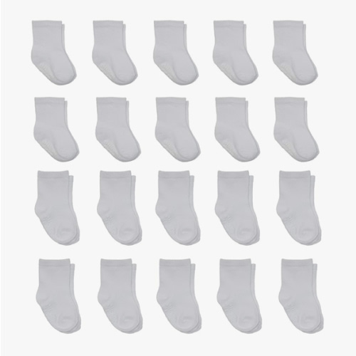 Little Me 20-Pack Newborn Baby Infant & Toddler Unisex Socks, 0-12/12-24 Months, Assorted Size Pack, White
