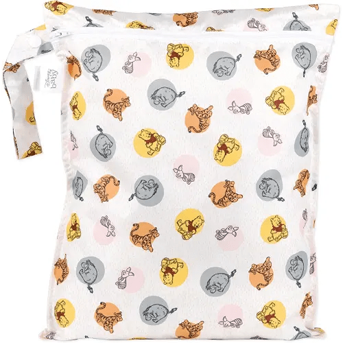 Bumkins Disney Waterproof Wet Bag for Baby, Travel, Swim Suit, Cloth Diapers, Pump Parts, Pool, Gym Clothes, Toiletry, Strap to Stroller, Daycare, Zip Reusable Bag, Packing Pouch, Winnie the Pooh