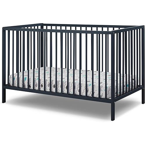 Sorelle Furniture Happy Crib 3-in-1 Convertible Crib, Made of Sustainable Beech Wood, Wooden Baby Bed, Toddler Bed and Child’s Daybed, Simplistic Nursery Furniture (Midnight)