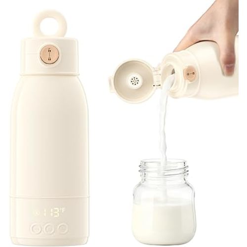 Portable Milk Warmer for Travel 17oz Large Capacity Baby Milk Warmer Fast Heating for Breast Milk Formula Water with Fast Charger for Car Airplane On The Go