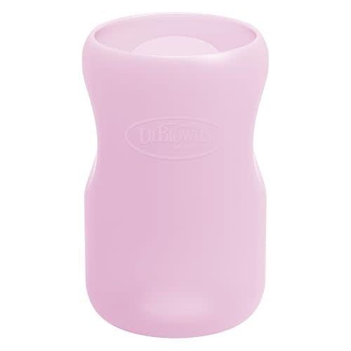 Dr. Brown's Options+ Wide-Neck Glass Bottle Sleeve, 100% Silicone, Pink, BPA-Free, 9 oz, 1-Pack