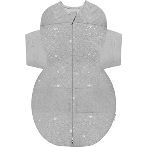 Happiest Baby SNOO Sleep Sack - 100% Organic Cotton Baby Swaddle Blanket - Doctor Designed Promotes Healthy Hip Development (Graphite Stars, Small)