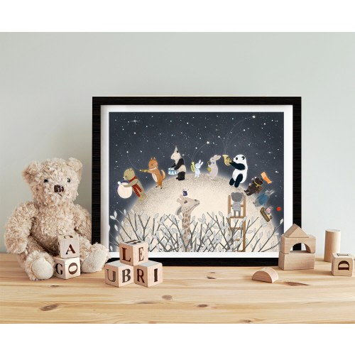 The Moon Song, Nursery art, Nursery prints, Music nursery theme, Nature wall art, Baby nursery decor, Childrens wall art, Whimsical wall art