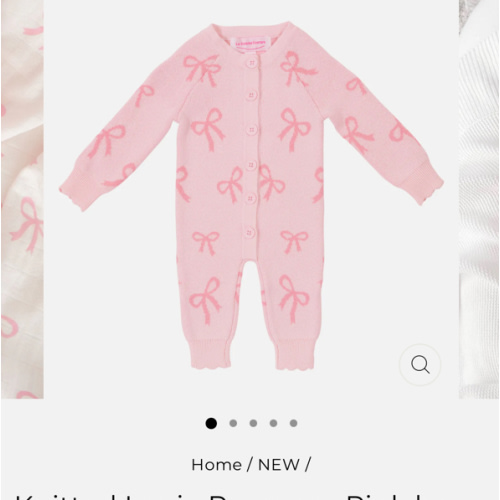 Knitted Louie Romper - Pink bows