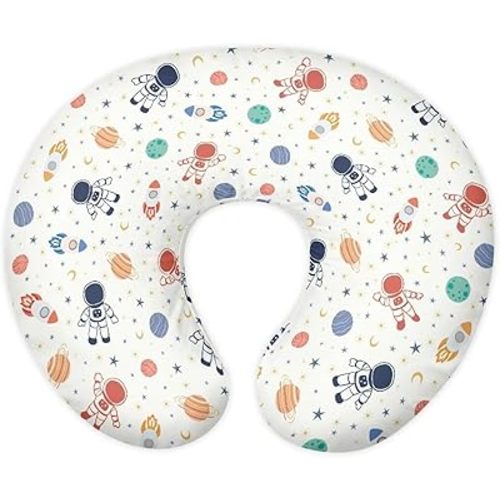 Breastfeeding Pillow Slipcover for Baby with Cartoon Astronaut and Rocket Stretchy Removable Nursing Covers for Breastfeeding Pillows Ultra Soft Newborn Feeding Pillow Cover
