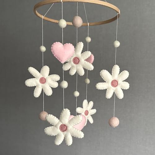 Baby girl mobile - Mobile baby - Babyshower gift - Baby mobile - Daisy nursery decor - Flower mobile - Crib mobile girl -Mobile nursery