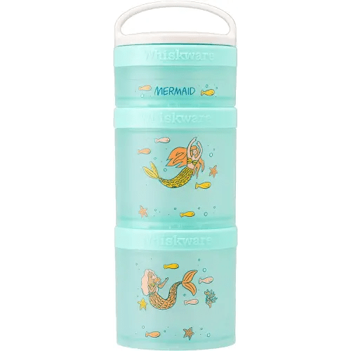 Whiskware Stackable Snack Containers for Kids and Toddlers, 3 Stackable Snack Cups for School or Travel, Mermaid