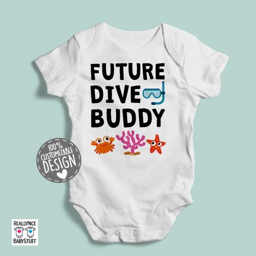 Diving Baby Bodysuit | Future Dive Buddy, Diving Mom, Diving Dad, Diver Baby Shower Gift Idea