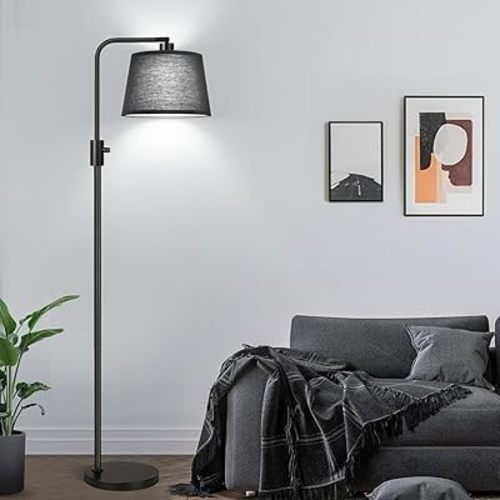 Nintiue [Upgraded] Dimmable Floor Lamp, 1000 Lumens LED Edison Bulb Included, Black Shade, Modern Arc Standing Tall Floor Lamp for Living Room Bedroom Office Dining Room