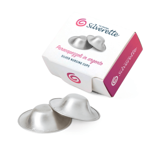 SILVERETTE® The Original Silver Nursing Cups, Nipple Covers for Breastfeeding Essentials, Pure 925 Silver Nipple Shields for Breastfeeding Newborn, Lightweight Nursing Cups, Regular Size