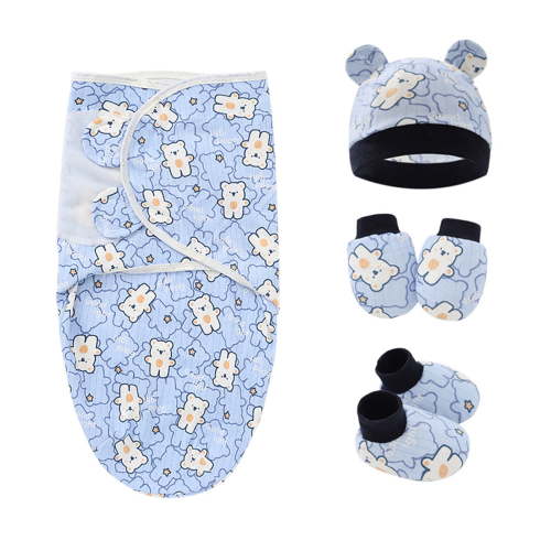 Sofullue 4 Pieces Baby Mittens Newborn Cotton Gloves No Scratch Mittens with Non Slip Baby Ankle Socks for Boys and Girls