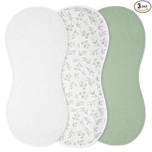Hahafelt 3 Pcs Changing Pad Liners Fits in Peanut Shape Changing Pad Waterproof Diaper Mats Organic Cotton Peanut Mats are Warm on a Baby's Back, Washable Reusable (Print Style,White)