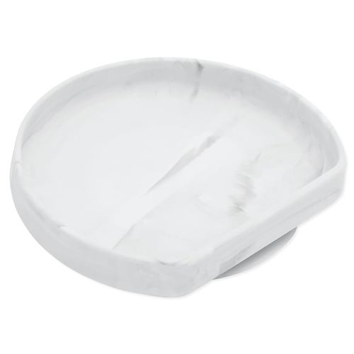 Bumkins Toddler and Baby Suction Plate, Silicone Grip Dish for Babies and Kids, Baby Led Weaning, Children Feeding Supplies, Non Skid Sticky Bottom, Platinum Silicone, Ages 6 Months Up, Marble