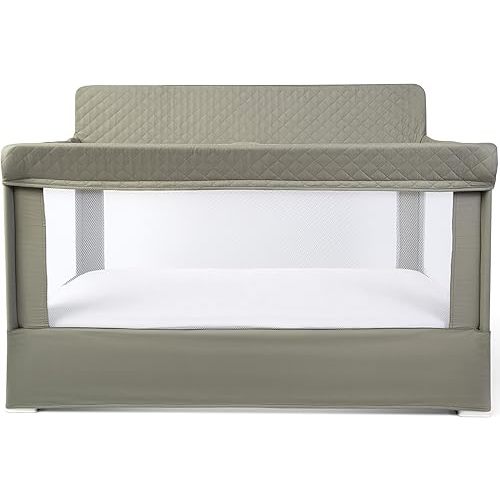 Baby Delight Lunaire Full Size Crib & Playard | Breathable Mesh Baby Crib | Tool-Free Assembly Baby Bed | 100% GOTS Certified Organic Cotton Fabric | Organic Sage