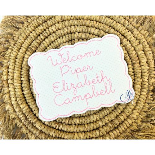 Baby Name Plaque, Welcome Baby Sign, Baby Announcement Sign, Baby Embroidered Banner, Baby Hospital Sign Baby Bassinet Sign Baby Birth Stats