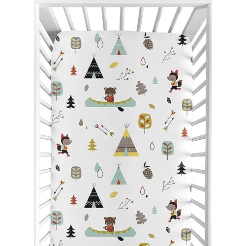 Fitted Crib Sheet for Outdoor Adventure Baby/Toddler Bedding - Nature Fox Bear Animals Boys Print