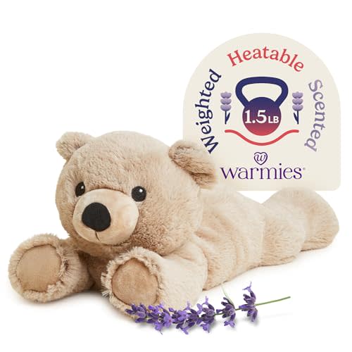 warmies Microwavable & Weighted Stuffed Animals, Brown Bear - Heated Stuffed Animal Plushie for Warmth & Comfort - Cute Soft Plush Toys for Adults & Children (Boys, Girls, Babies & Toddlers)