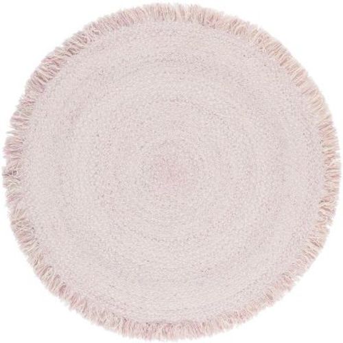 Braided BRD570 Hand Woven Indoor Area Rug - Ivory/Pink - 4' Round - Safavieh
