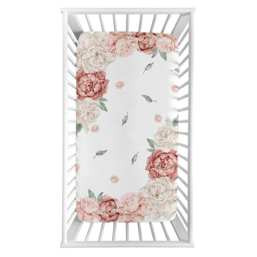 Sweet Jojo Designs Peony Floral Garden Pink and Ivory Photo Op Fitted Crib Sheet by Sweet Jojo Designs | Wayfair