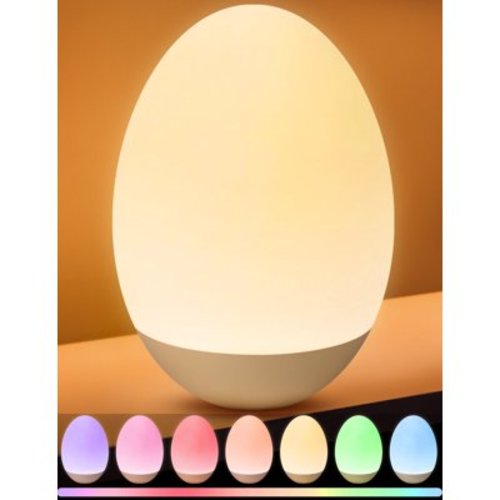 Night Light for Kids, Egg Light for Nursery with RGB Colors Changeable & Stepless Dimming, Rechargeable Tap Light with 1h Timer & Touch Control, Portable Night Light for Babies BPA Free