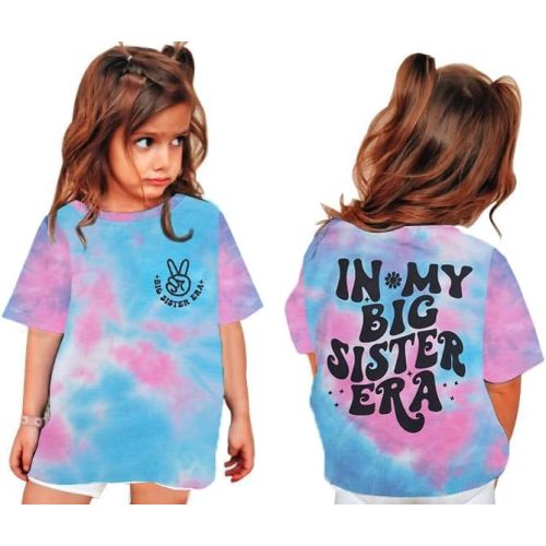 Big Sister Shirt Toddler in My Big Sister Era Shirts Promoted to Big Sister Tees Baby Girls Announcement Short Sleeve Tops
