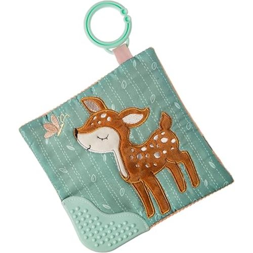 Mary Meyer Crinkle Teether Toy with Baby Paper and Squeaker, 6 x 6-Inches, Amber Fawn
