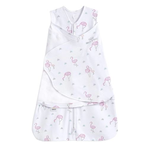 HALO 100% Cotton Sleepsack Swaddle, 3-Way Adjustable Wearable Blanket, TOG 1.5, Flamingos, Newborn, 0-3 Months