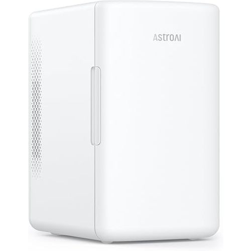 AstroAI Mini Fridge 2.0 Gen, 6 Liter/8 Cans Makeup Skincare Fridge 110V AC/ 12V DC Portable Thermoelectric Cooler and Warmer Little Fridge for Bedroom, Beverage, Cosmetics (Snow White)