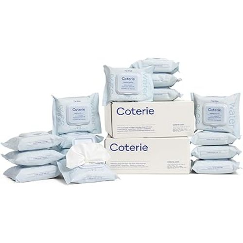 Coterie Baby Travel Wipes, 16 Pack, 288 Unscented Wipes, 99% Purified Water, Plastic-Free & Plant-Based Fibers, Fragrance Free Hypoallergenic Sensitive Skin Baby Essentials, Clean Ingredients