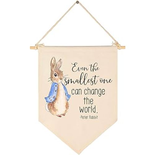 Even the Smallest One Can Change the World -Canvas Hanging Flag Banner Wall Sign Decor Gift for Baby Kids Girl Boy Nursery Teen Room Front Door