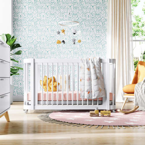 The Wave Crib | Convertible Crib To Toddler Bed | Nestig | White
