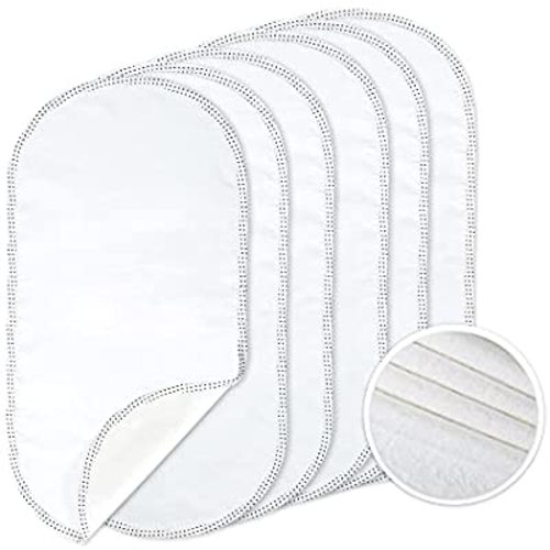 TILLYOU 6PK Larger Softer Changing Pad Liners Waterproof, 27" x 13" Washable Reusable Flannel Cotton Changing Table Cover Liners Leakproof, Portable Baby Changing Mat for Boys Girls, White