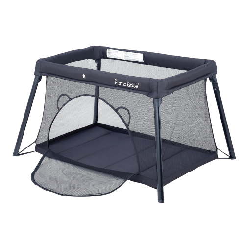 Pamo Babe Unisex Travel Playard for Toddler, Portable Crib for Baby Travel, Lightweight Playpen Foldable Playard for Outdoor, Indoor , 6-36 Months(Black)
