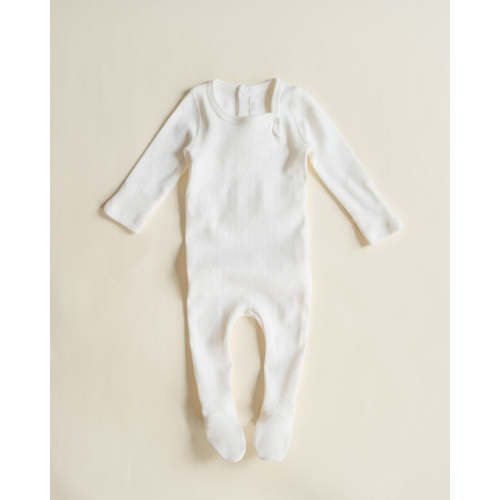 Pointelle Footie - Dove White