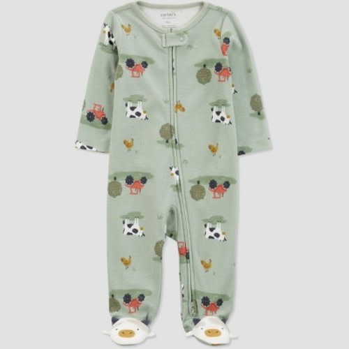 Carter's Just One You®️ Baby Boys' Cow Farm Sleep N' Play - Green Newborn