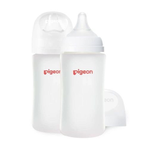 Pigeon Silicone Coated Glass Baby Bottles with Nipples - 8 fl oz/2pk