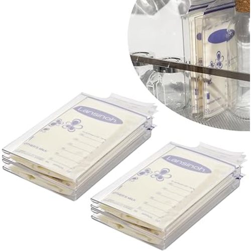 4-Pack Freeze Flat Breast Milk Storage Bag |Breastmilk Freezer Flattener Kit Make Mother's Milk Bags Organizer Even to Save Refrigerator Space | Fit 3 4 5 6oz