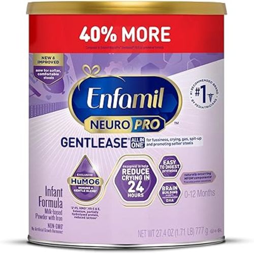 Enfamil NeuroPro Gentlease Baby Formula, Brain Building DHA, HuMO6 Immune Blend, Designed to Reduce Fussiness, Crying, Gas & Spit-up in 24 Hrs, Prebiotics to Promote Softer Stools, Baby Milk, 27.4 Oz