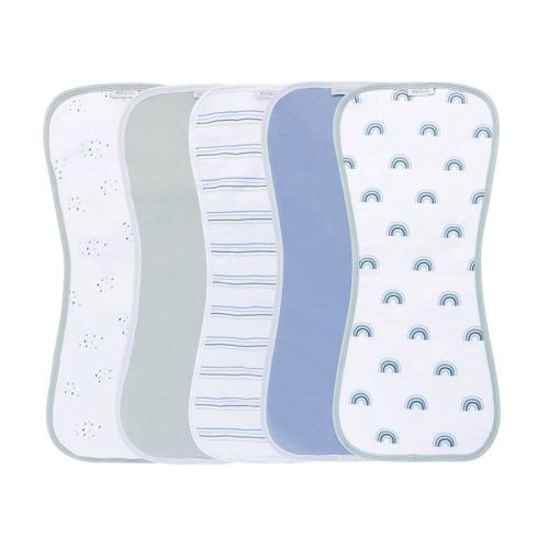 Ely's & Co. Hourglass Shape Fleece Burp Cloths Blue Leaf Collection 5 Piece Set