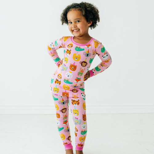 Pink Party Pals Two-Piece Pajama Set - Little Sleepies