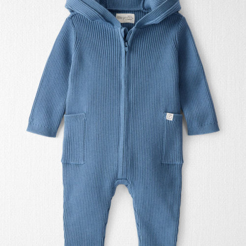 Wells Blue Baby Organic Cotton Ribbed Sweater Knit Jumpsuit | Carter’s Oshkosh Canada