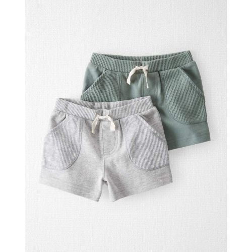 Baby 2-Pack Organic Cotton Waffle Knit Shorts - Little Planet | Carter's | 3 mo