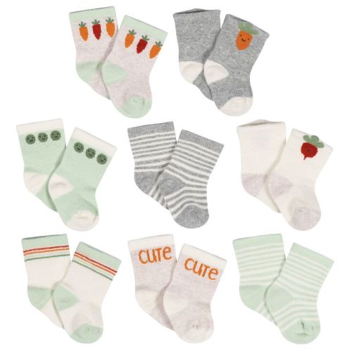 Gerber Baby Boys' 8-pack Jersey Wiggle Proof® Socks Happy Veggies - 3-6 Months