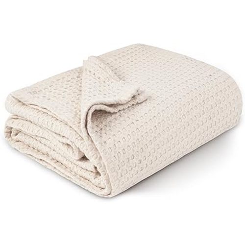 MoHern 41’’x41’’ Waffle Baby Blanket, Newborn Swaddle Blankets for Boys and Girls, Soft and Lightweight Receiving Blankets, Breathable Baby Blankets Unisex and Neutral, Nursery Blanket, Beige