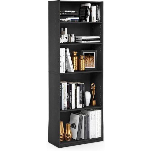 FURINNO JAYA Simply Home 5-Shelf Bookcase, 5-Tier, Black